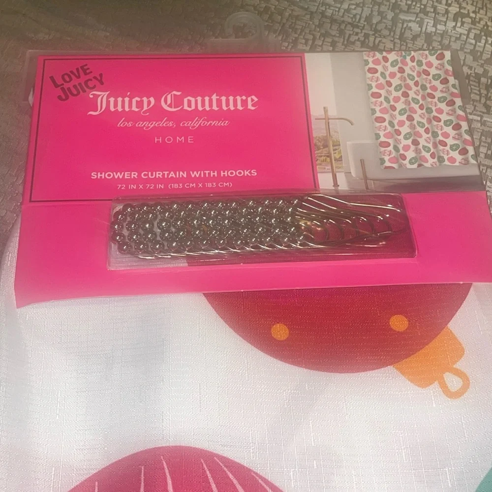 New Juicy Couture Los Angeles Ornament print Fabric Shower Curtain with Hooks